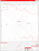 Dawson County Wall Map Red Line Style
