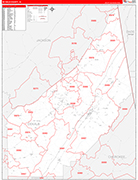 DeKalb County Wall Map Red Line Style
