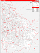 DeKalb County Wall Map Red Line Style