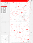 DeKalb County Wall Map Red Line Style