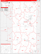 DeKalb County Wall Map Red Line Style