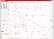 DeKalb Wall Map Red Line Style