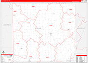 DeKalb County Wall Map Red Line Style