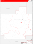 Debaca County Wall Map Red Line Style