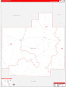 Debaca County Wall Map Red Line Style