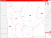 Dekalb County Wall Map Red Line Style