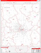 Delaware Wall Map Red Line Style