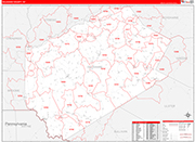 Delaware Wall Map Red Line Style