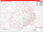 Delaware Wall Map Red Line Style