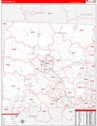 Denton County Wall Map Red Line Style