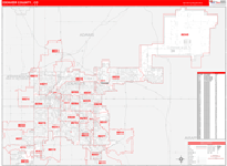 Denver County Wall Map Red Line Style