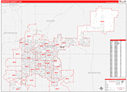 Denver County Wall Map Red Line Style