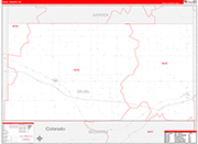 Deuel County Wall Map Red Line Style