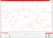 Dewey County Wall Map Red Line Style