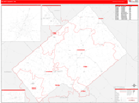 Dewitt County Wall Map Red Line Style