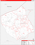 Dickenson County Wall Map Red Line Style