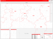 Divide County Wall Map Red Line Style