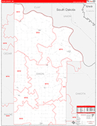 Dixon County Wall Map Red Line Style