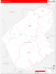 Doddridge County Wall Map Red Line Style