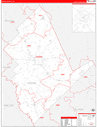 Dodge County Wall Map Red Line Style