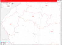 Dooly County Wall Map Red Line Style