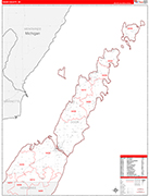 Door County Wall Map Red Line Style
