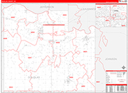 Douglas County Wall Map Red Line Style