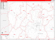 Douglas County Wall Map Red Line Style