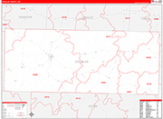 Douglas County Wall Map Red Line Style
