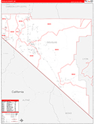 Douglas County Wall Map Red Line Style