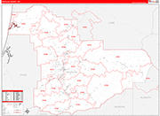 Douglas County Wall Map Red Line Style