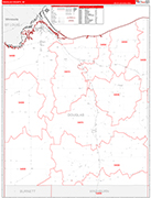 Douglas County Wall Map Red Line Style