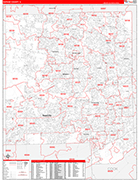 DuPage County Wall Map Red Line Style