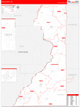 Dunklin County Wall Map Red Line Style