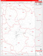 Dunn County Wall Map Red Line Style