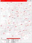 Dupage County Wall Map Red Line Style