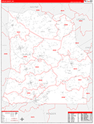 Duplin County Wall Map Red Line Style