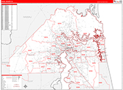 Duval County Wall Map Red Line Style