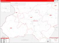 Dyer County Wall Map Red Line Style