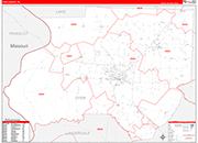 Dyer County Wall Map Red Line Style