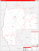 Early County Wall Map Red Line Style