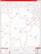 Eaton County Wall Map Red Line Style