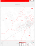 Ector County Wall Map Red Line Style