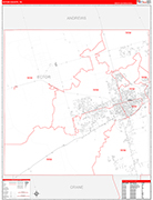 Ector County Wall Map Red Line Style
