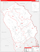 Effingham County Wall Map Red Line Style
