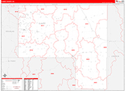 Elbert County Wall Map Red Line Style