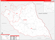 Elbert County Wall Map Red Line Style
