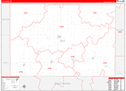 Elk Wall Map Red Line Style