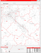 Elkhart Wall Map Red Line Style