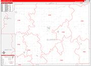 Ellsworth County Wall Map Red Line Style